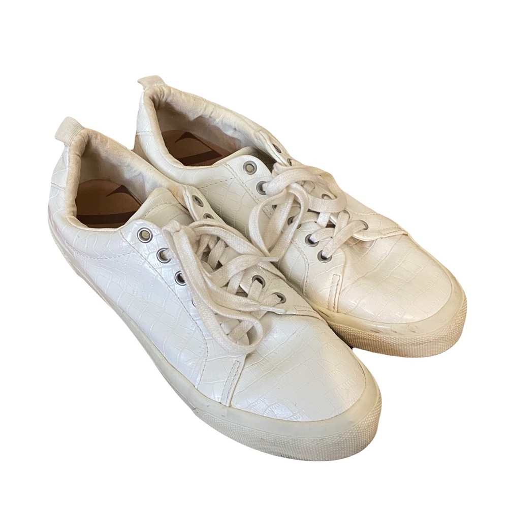 White Zara Faux Croc Sneakers in Size 10